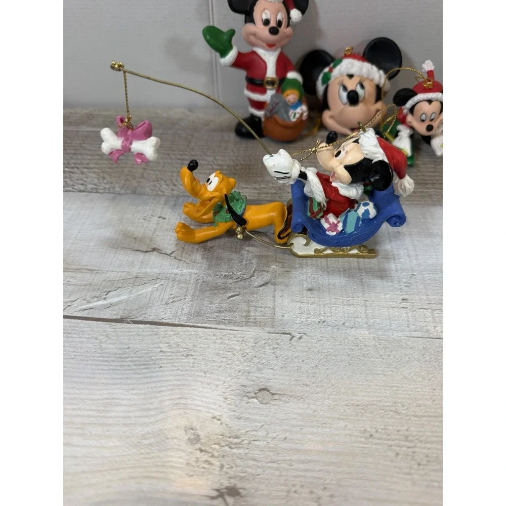 Disney Lot of 5 Set Christmas Ornaments Mickey Minnie Donald Pluto Goofy